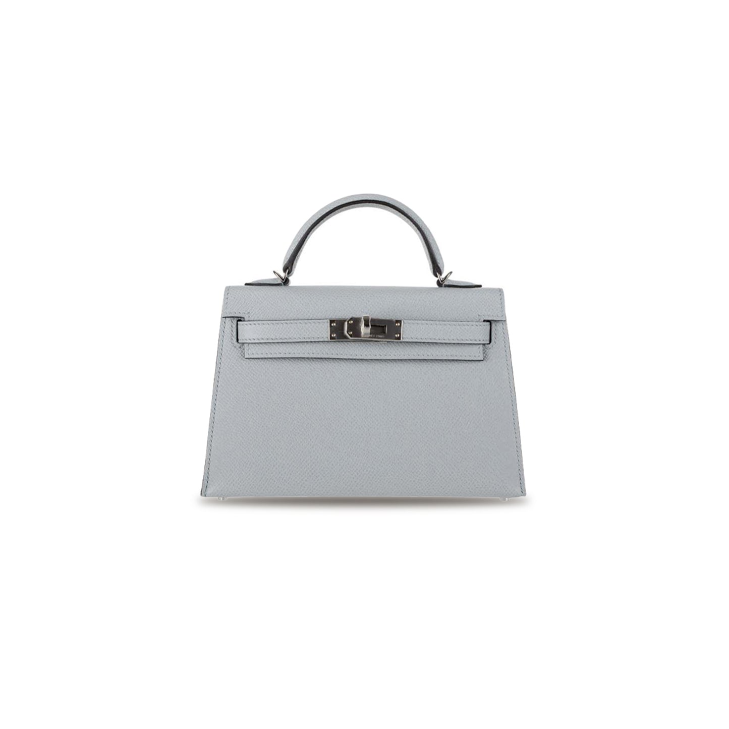 H**mes mini kelly ii blue glacier epsom leather palladium hardware (19*12*5.5cm)