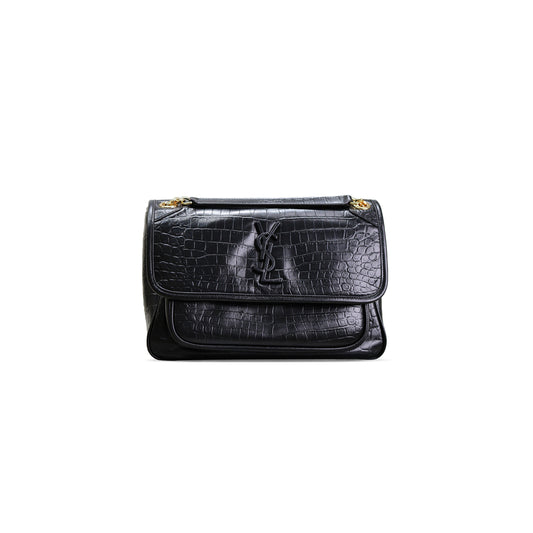 Y*L niki medium chain bag in crocodile-embossed leather 633158498894 (28*20*8.5cm)