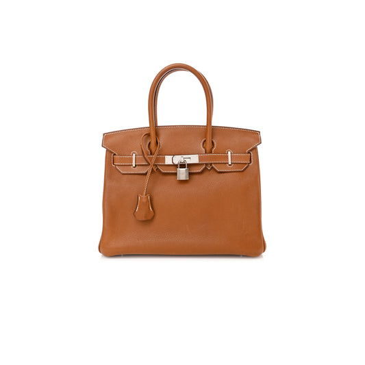 H**mes birkin 25 swift leather gold brown silver buckle bag h049362ck16 (25*20*13cm)