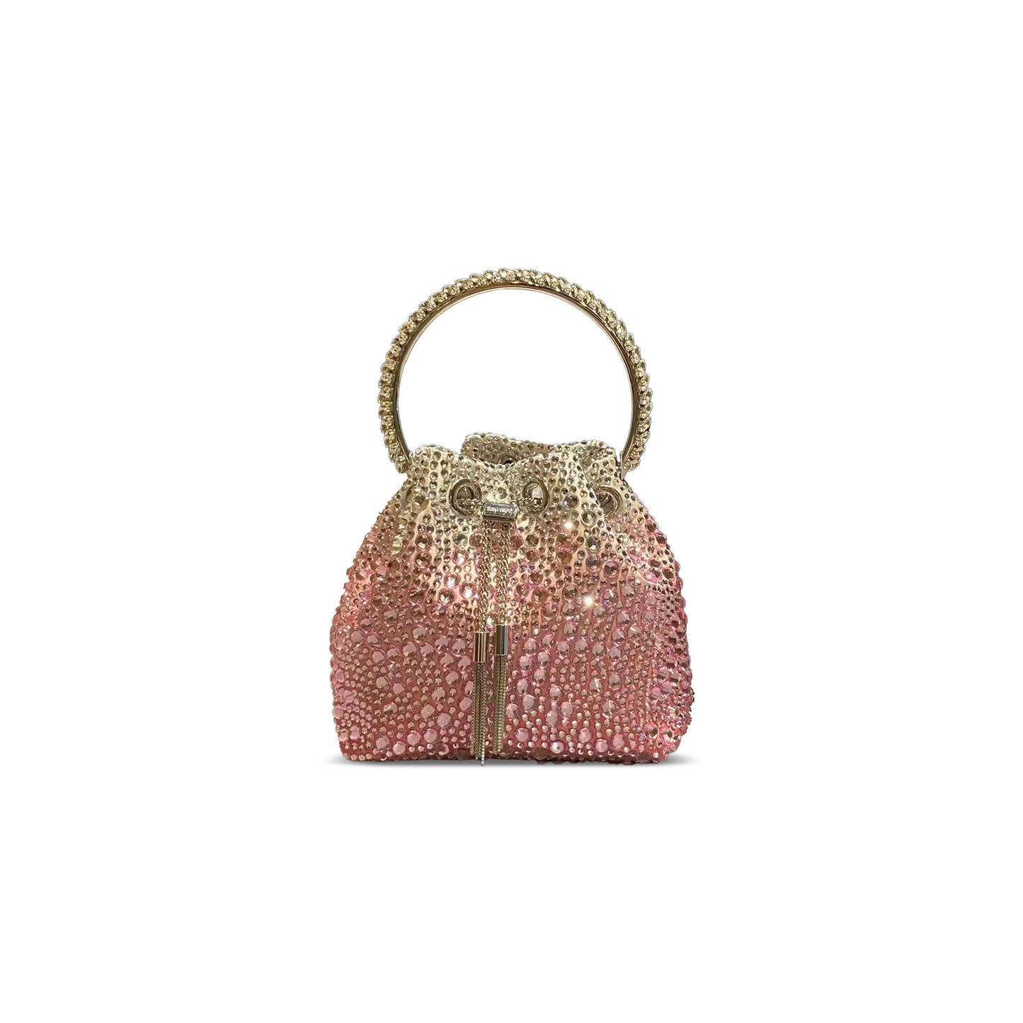 J1m*y Ch00 bon bon blush satin bag with crystals (15*14*9.5cm)