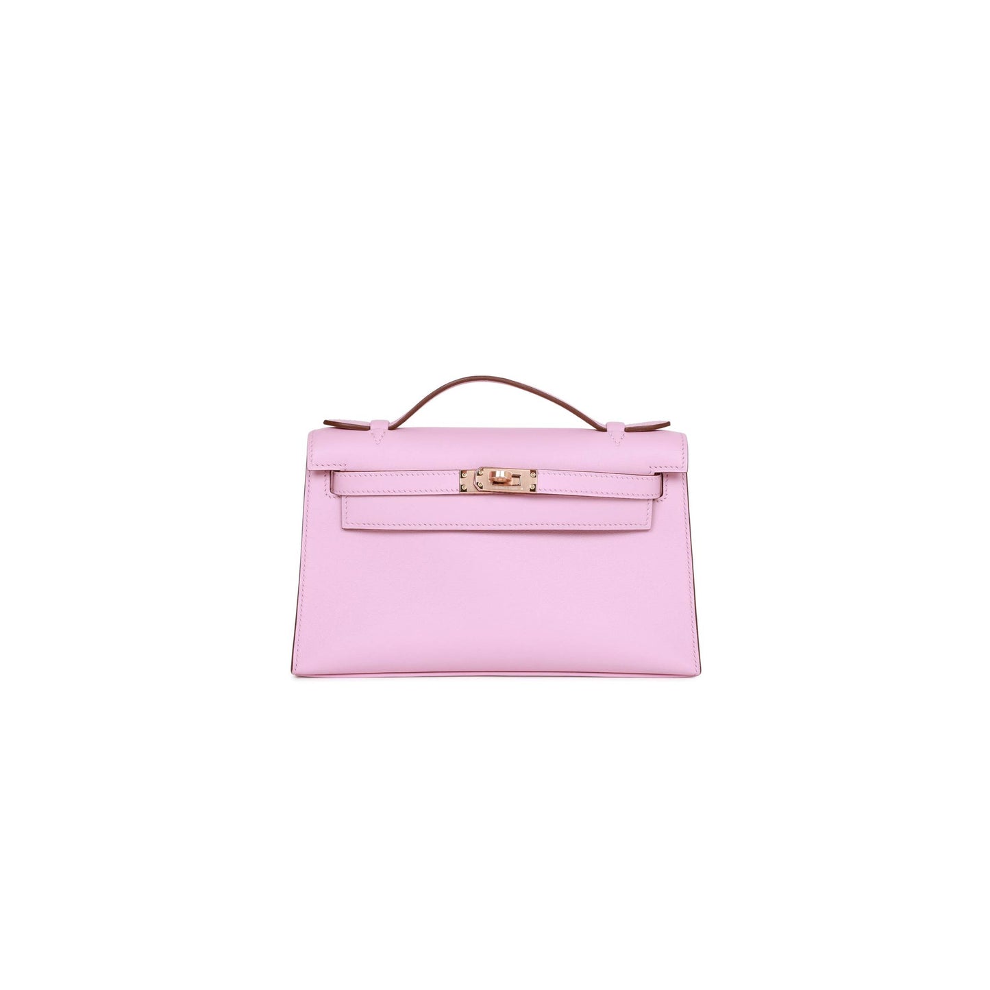 H**mes kelly pochette mauve sylvestre swift rose gold hardware (22*12*13cm)