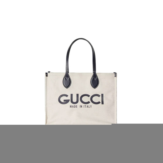 G*u*i print tote bag new beige canvas black 772176facvw8941 (41*19*18cm)