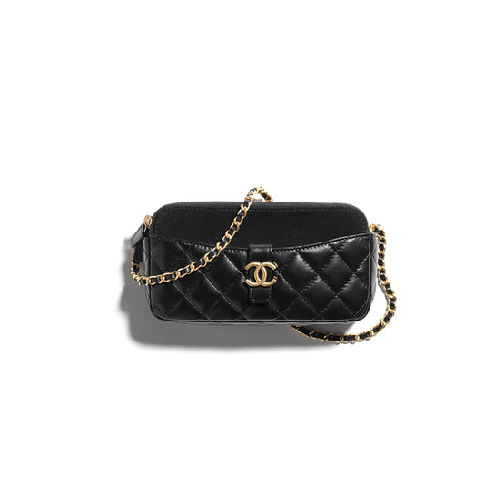 Ch*el zipped phone holder with chain ap4743 b20683 (17.5*10*3cm)
