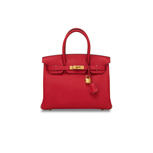 H**mes birkin 25 togo rouge casaque gold hardware (25*20*13cm)