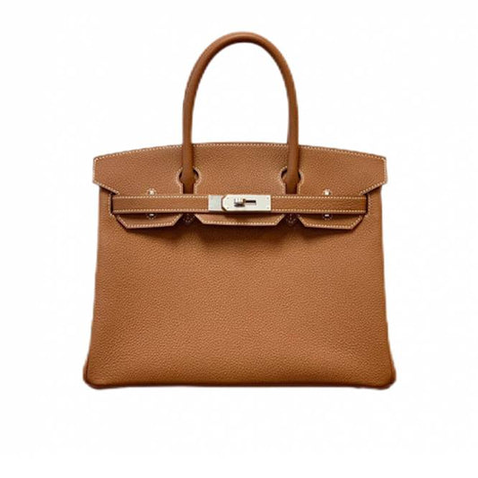 h**mes herh**mes birkin G01den brown h02837 half-handmade (30cm*22cm*16cm)