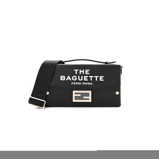 F**di x marc jacobs nappa logo baguette soft trunk bag black (21*11*6cm)