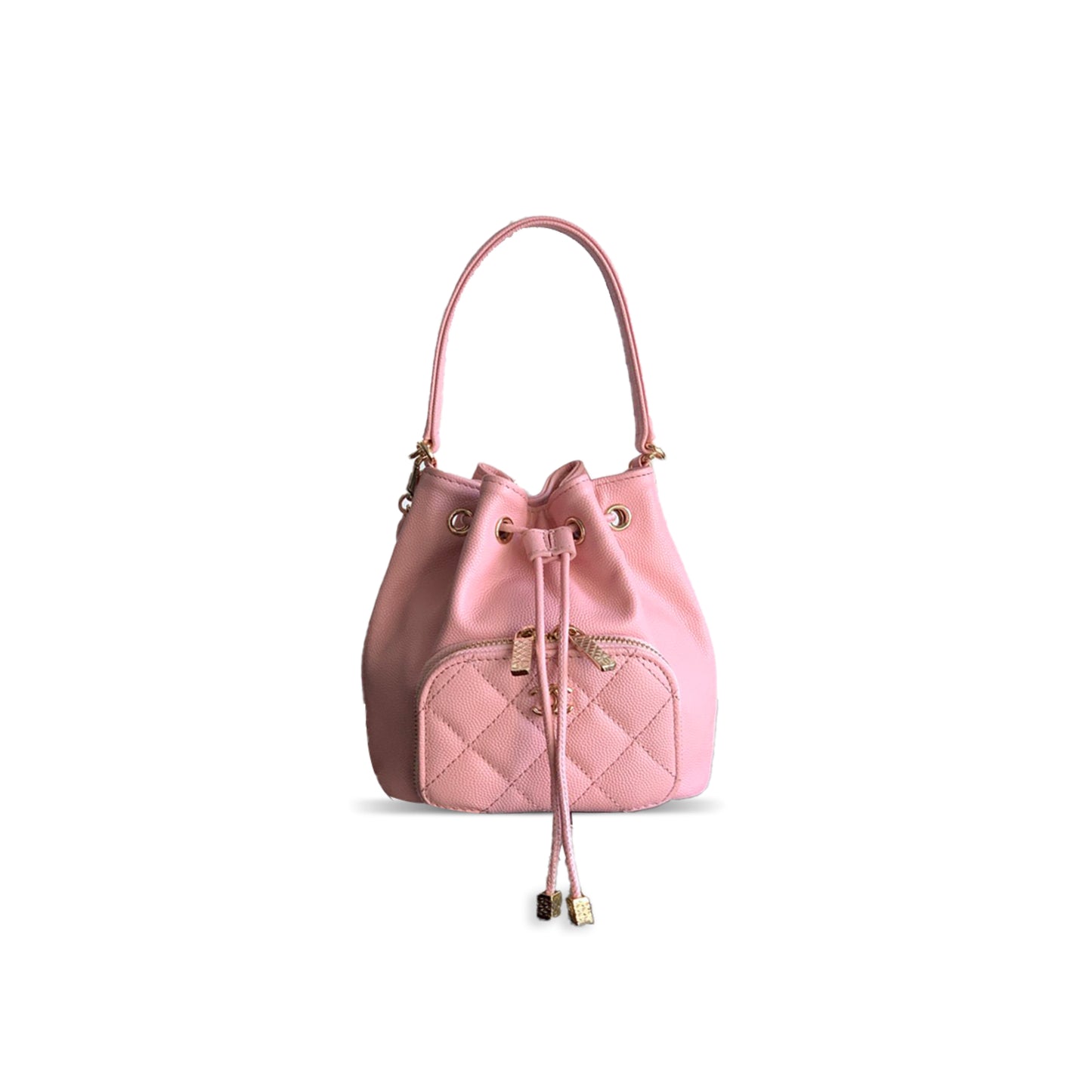 Ch**el 25b mini bucket bag grained embossed shiny calfskin ap4775 (12.5*10*7cm)