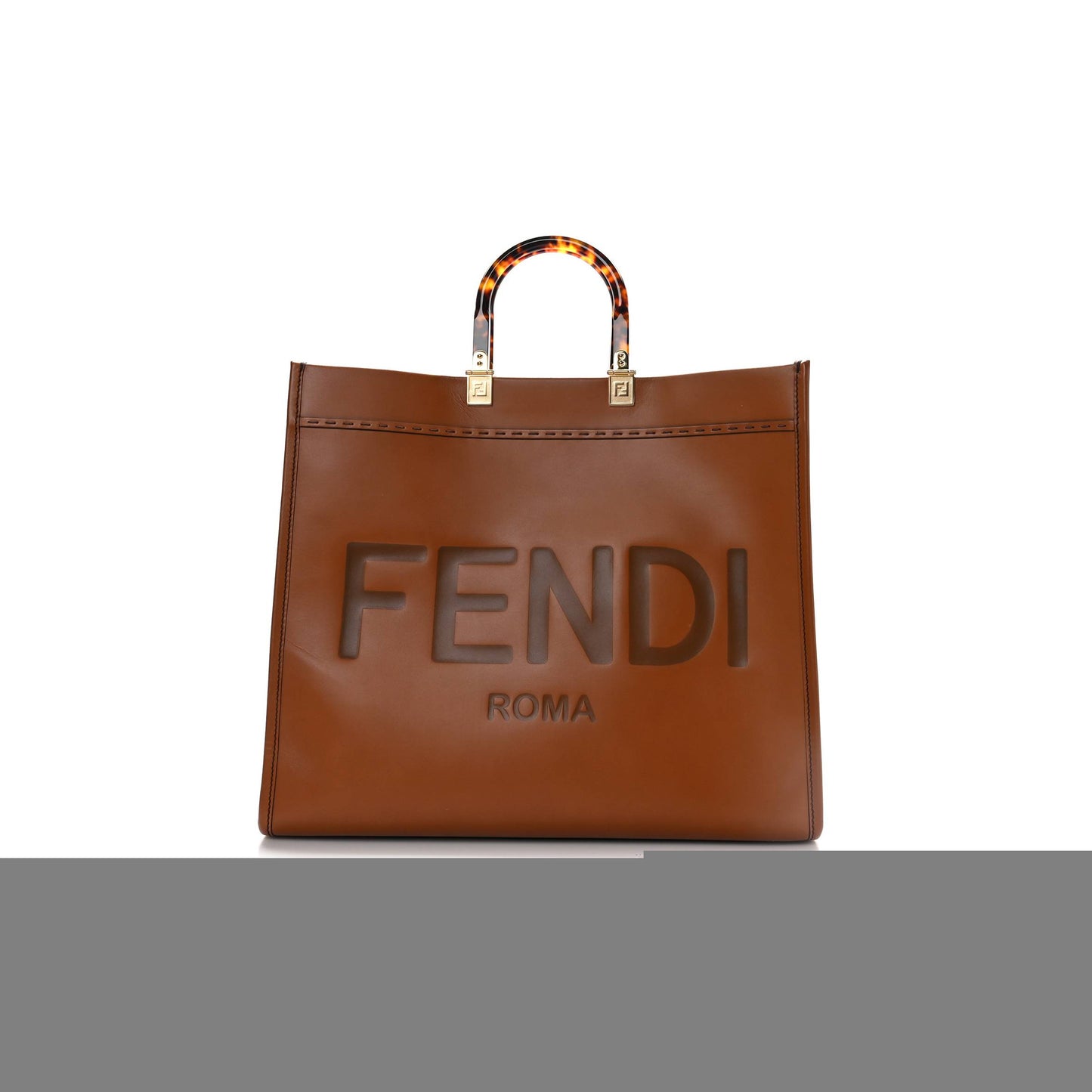 F**di vitello king plexiglass medium F**di sunshine shopper tote cuoio (40*34*15cm)