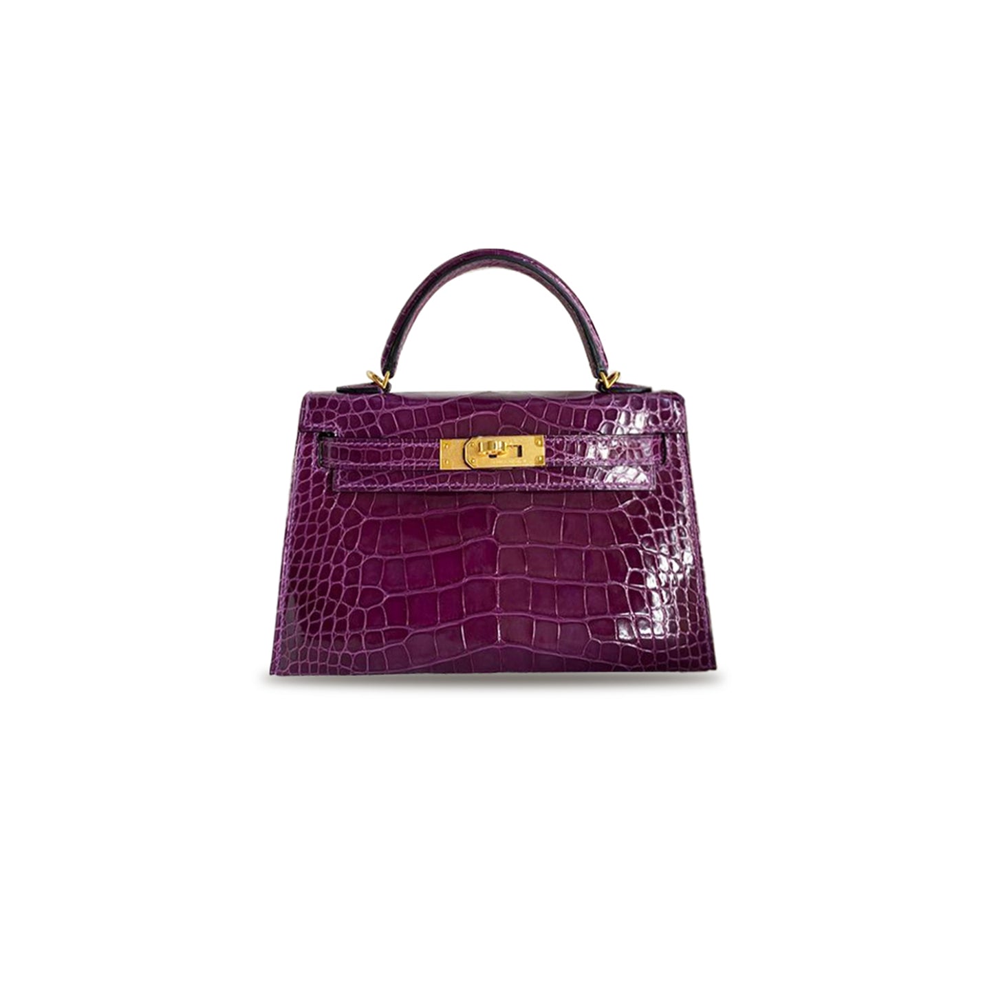 H**mes master mini kelly ii shiny crocodile leather (19*12*5.5cm)