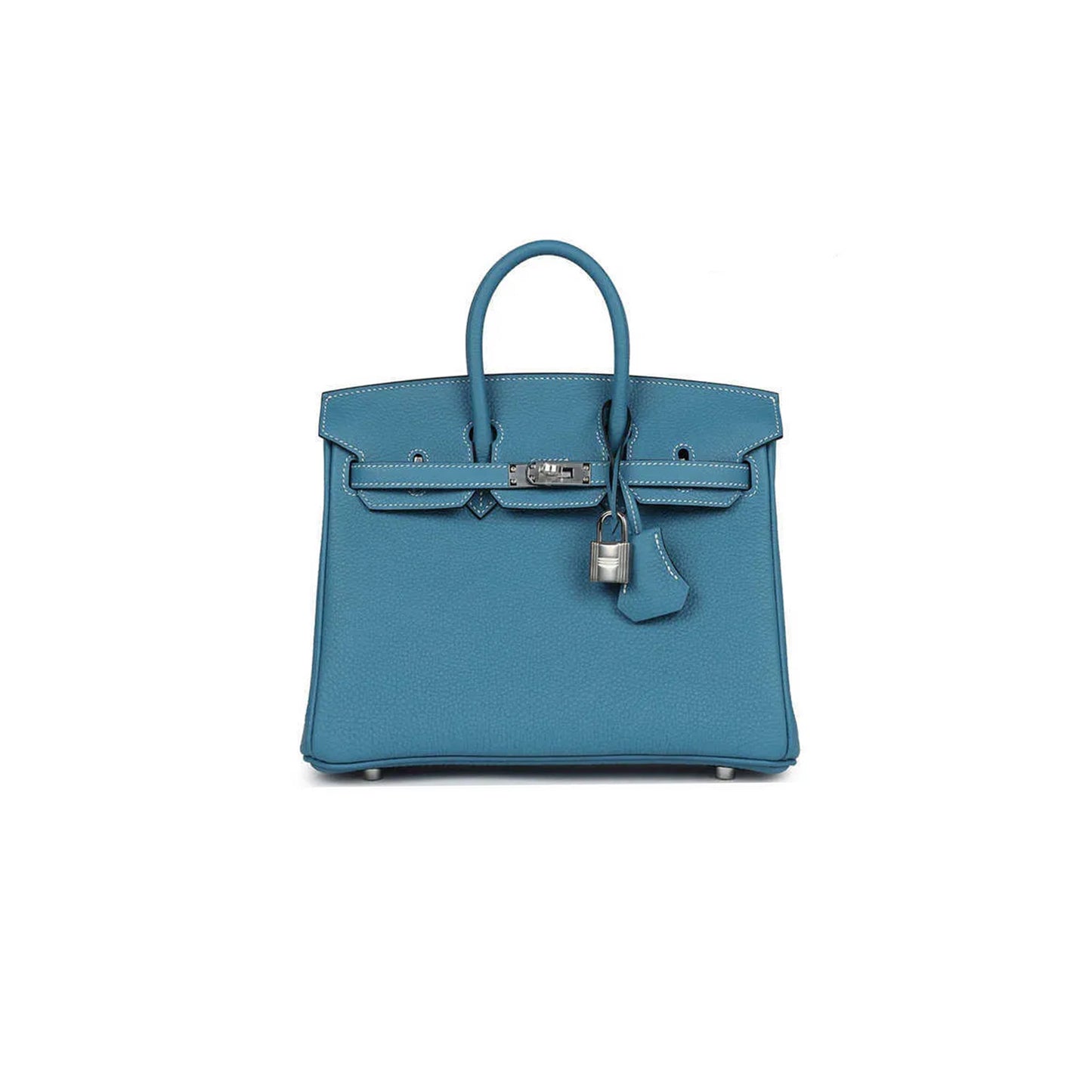 H**mes master birkin 30 togo leather duck blue silver buckle 1015671846 (30*23*15cm)