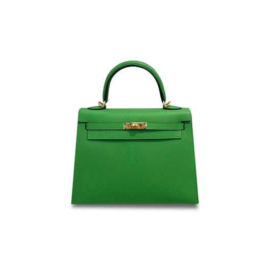 H**mes kelly 25 sellier vert yucca epsom gold buckle (25*17*7cm)