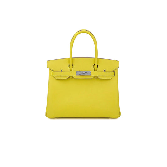 H**mes birkin 30 epsom lemon yellow silver buckle bag bk309repgp (30*23*15cm)