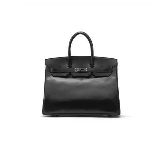H**mes birkin 35 box leather black bag h028698ck89 (35*25*18cm)