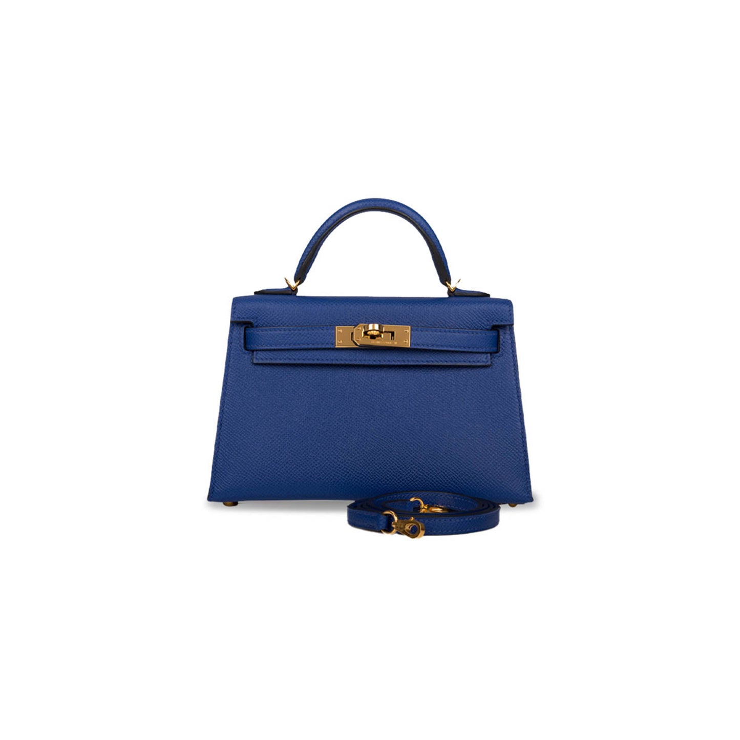 H**mes master mini kelly ii epsom electric blue gold hardware (19*12*5.5cm)