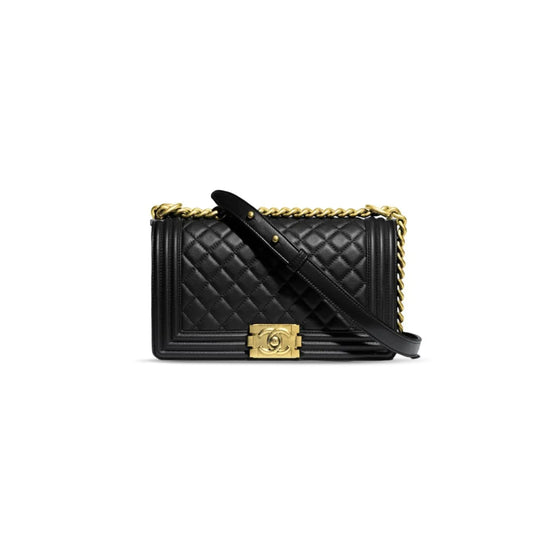 Ch*el lambskin quilted medium boy flap gold hardware a67086 (25*15*9cm)
