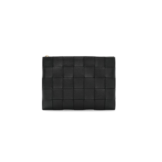 bo*te*ga Ve*ne*ta nappa maxi intrecciato cassette flat zip medium pouch black (28*20cm)