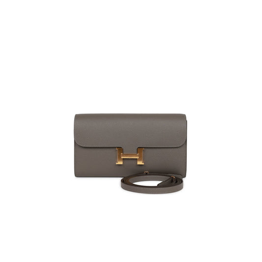 H**mes constance wallet to go gris meyer epsom gold hardware (20.5 x 13 x 2cm)
