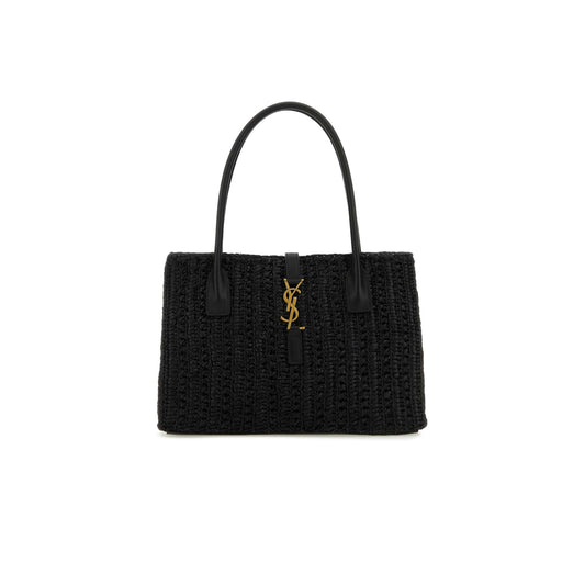 Y*L raffia panier rectangle tote black 741199gaado (29*21*9cm)