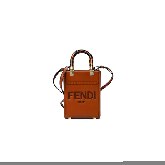 F**di vitello king plexiglass mini F**di sunshine shopper tote cuoio (18*13*6cm)
