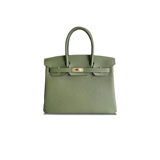 H**mes birkin 30 togo leather avocado green gold buckle bag h028369cc61 (30*23*15cm)