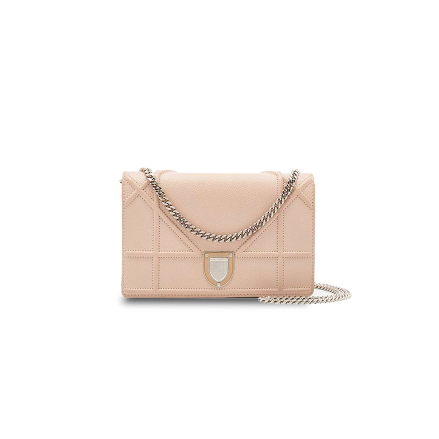 D*or grained calfskin D*orama wallet on chain pouch nude (18*13*1.9cm)