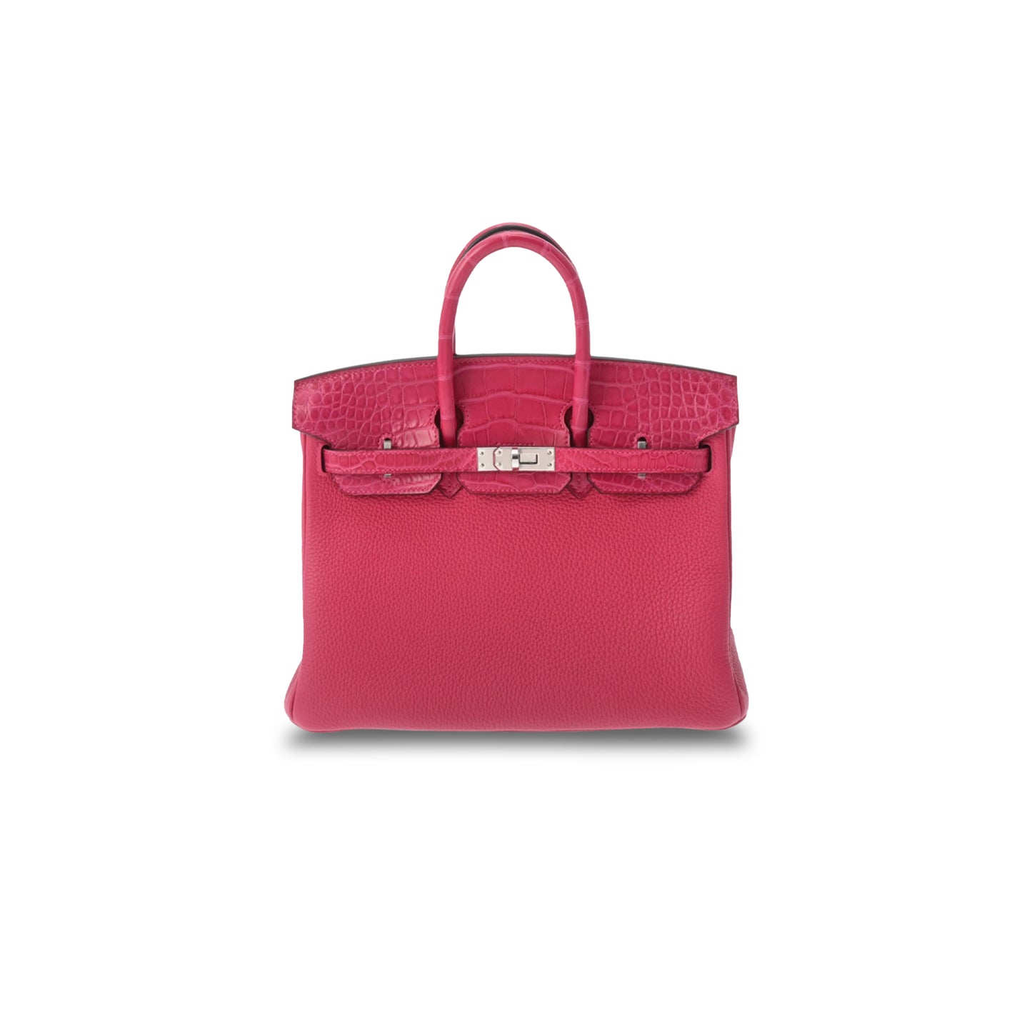 H**mes master birkin 25 crocodile and togo leather arabian nights purple silver buckle h076216ck34 (25*20*13cm)