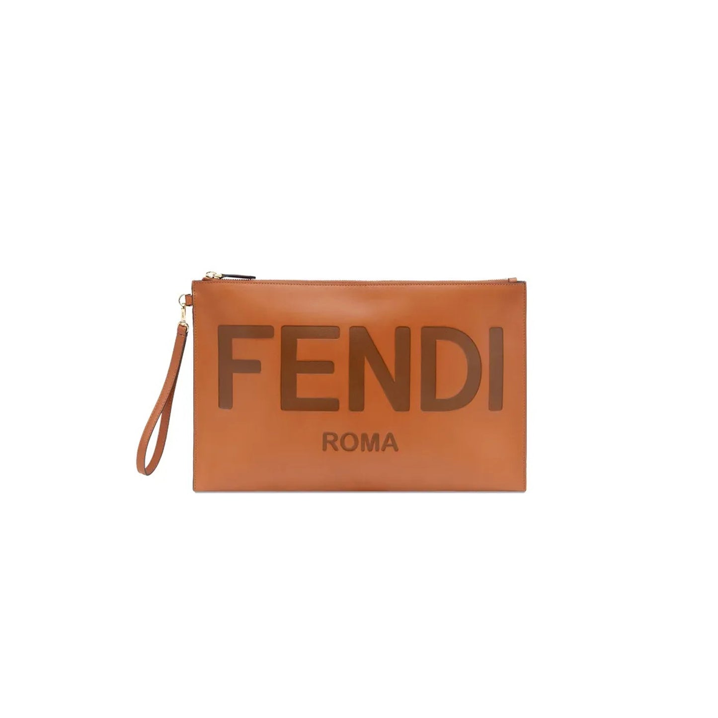 F**di vitello king logo embossed large flat pouch cuoio 8n0178ac9lf0qvk (35*23*1cm)