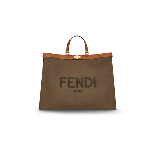 F**di canvas vitello king logo embroidered large peekaboo x-tote 8bh375abvvf1891 (46*35.5*15.5cm)