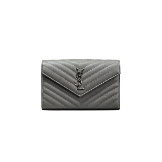Y*L cassandre matelassÉ chain wallet in grain de poudre embossed leather 377828216340 (22.5*14*4cm)