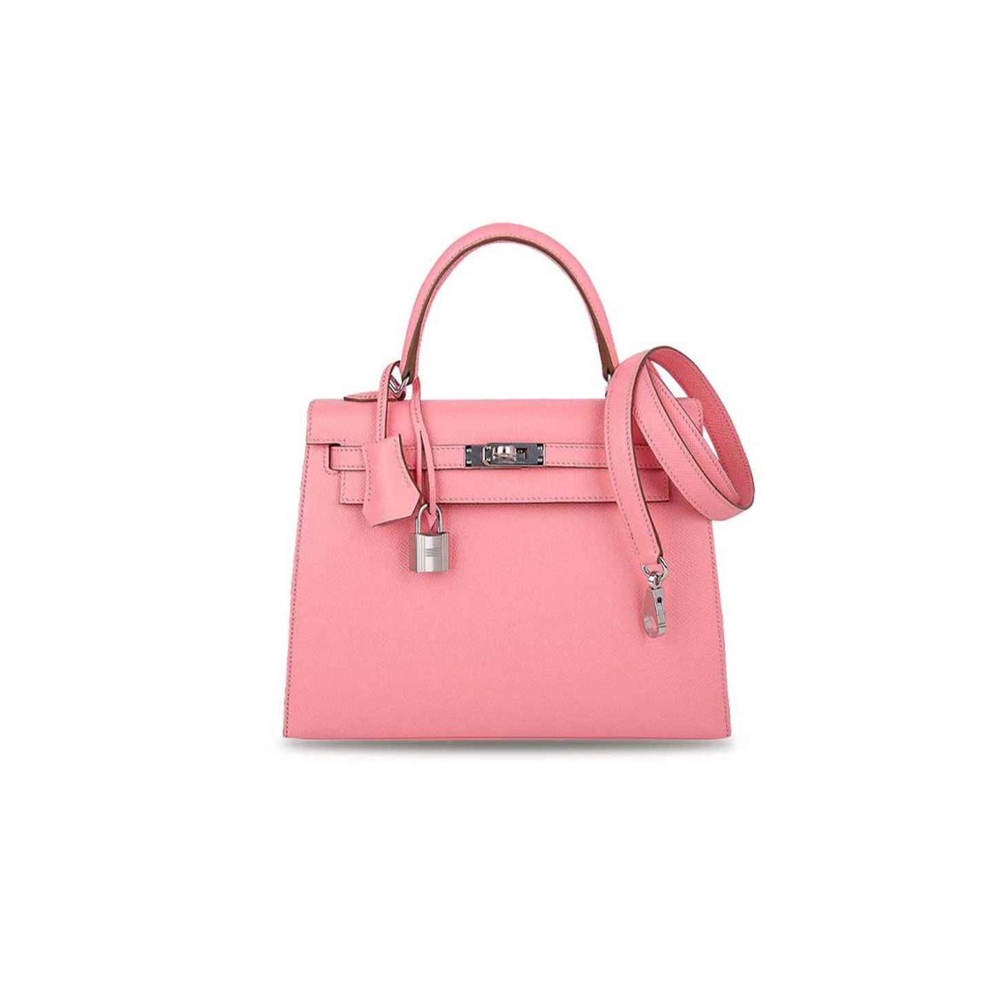 H**mes kelly sellier 25 bag pink rose confetti palladium hardware epsom (25*17*7cm)