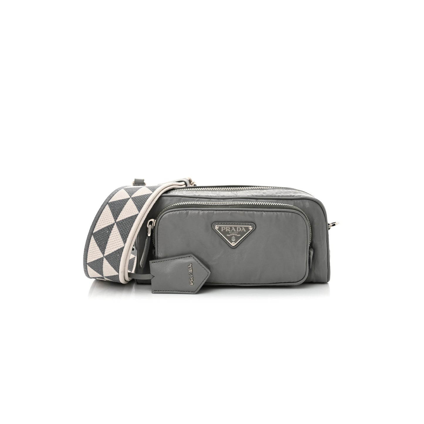 Pra*a nappa antique shoulder bag multi pocket grey 1bh198 (22*10.5*7cm)