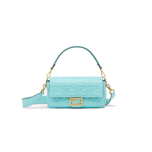 F**di baguette - turquoise nappa leather bag 8br600a72vf1jty (27*15*6cm)