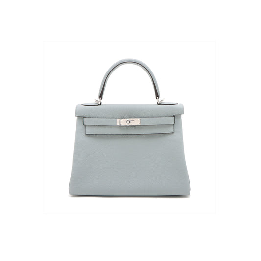 H**mes kelly 28 togo blue glacier silver metal fittings (28*22*10cm)