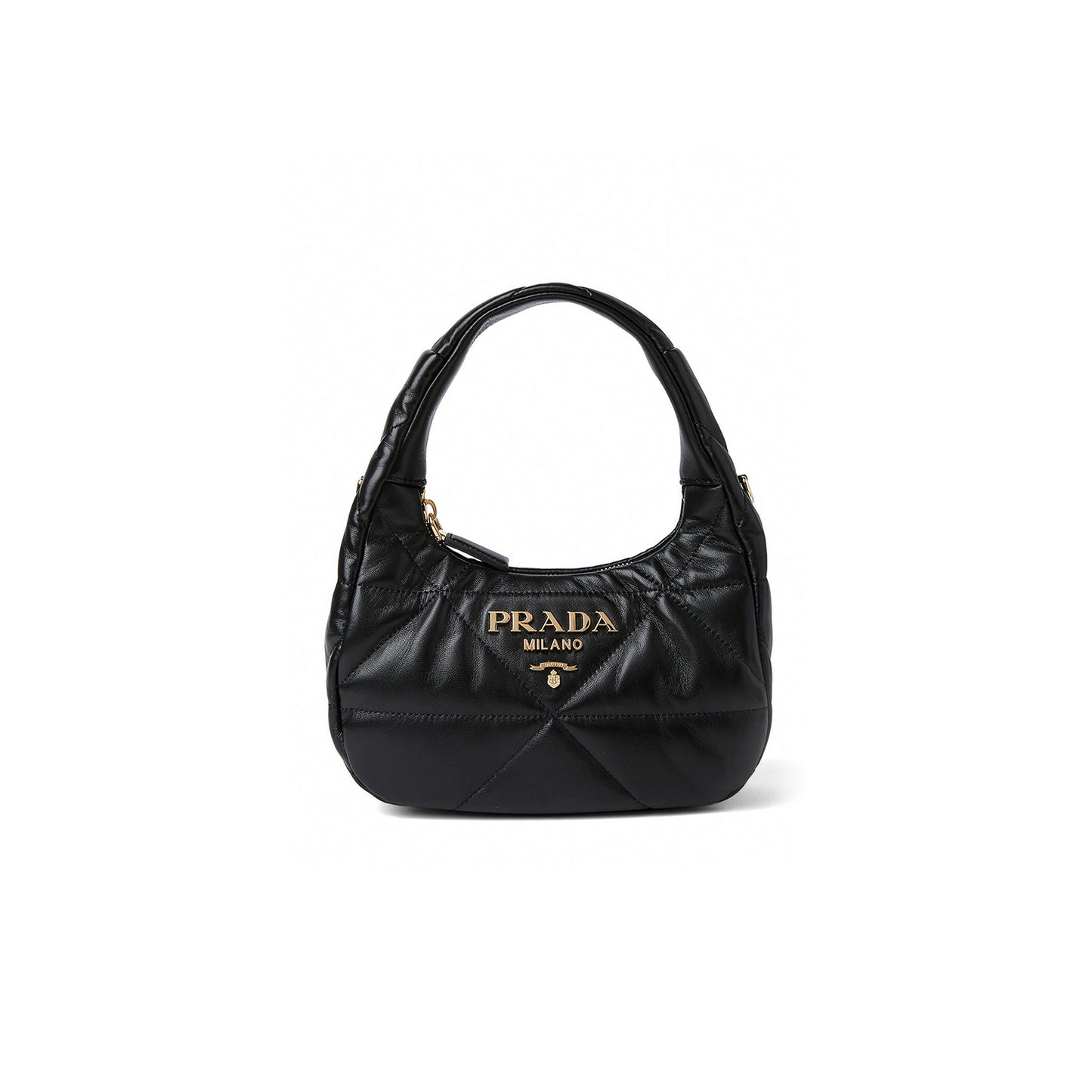Pra*a mini quilted stitch shoulder bag in black 1ba384 (21*12.5*6.5cm)