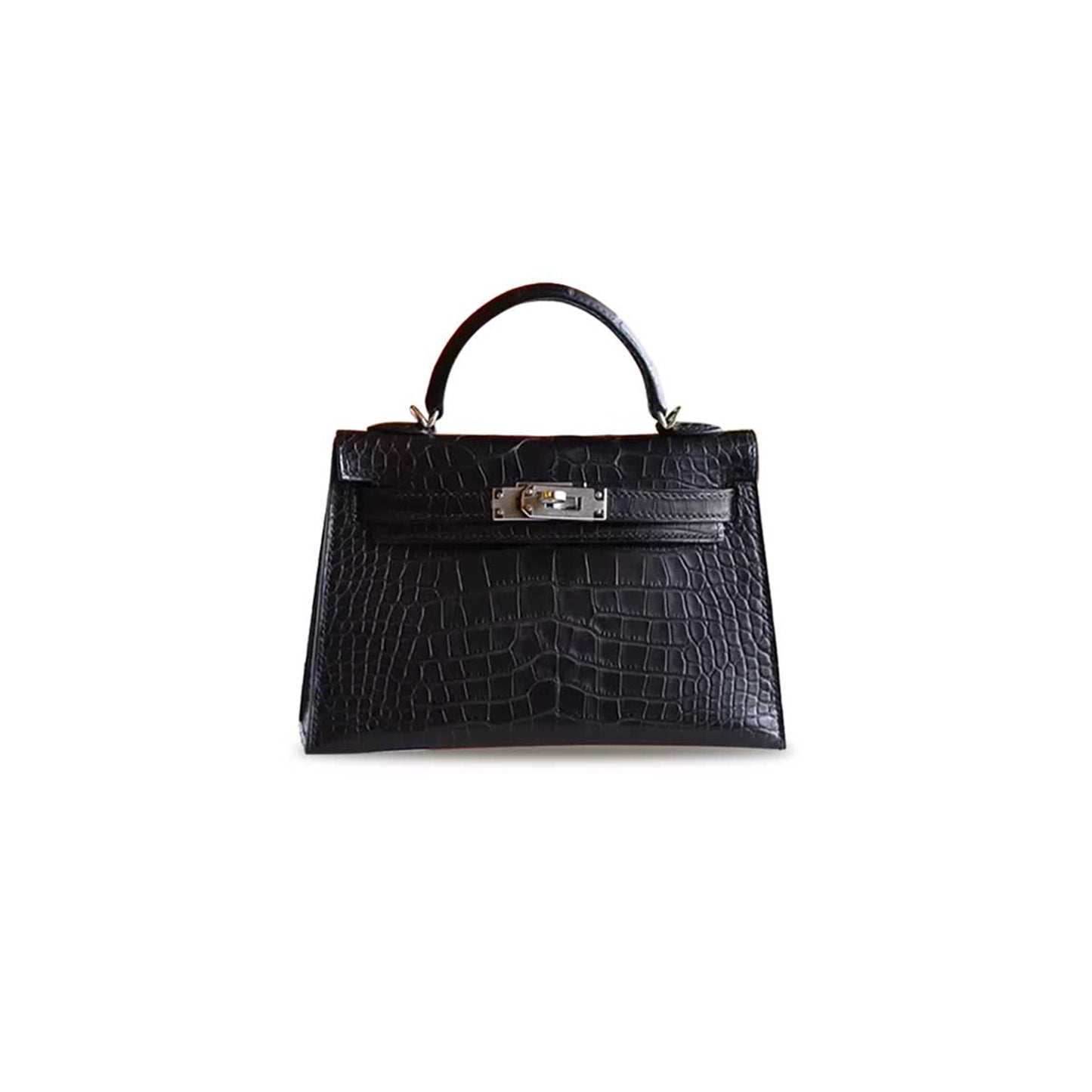 H**mes master mini kelly ii alligator matt noir (19*12*5.5cm)