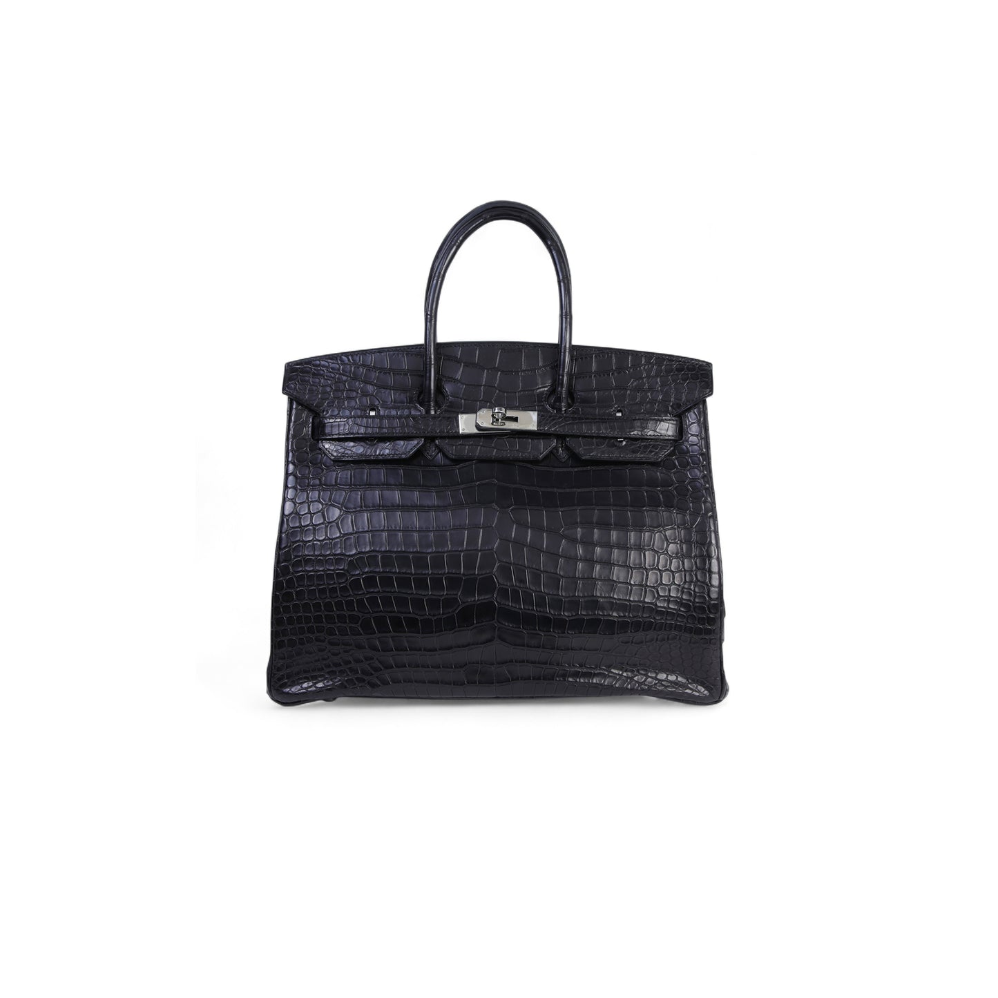 H**mes MASTER BIRKIN 35 BLACK MATTE ALLIGATOR PALLADIUM HARDWARE (35*25*18cm)