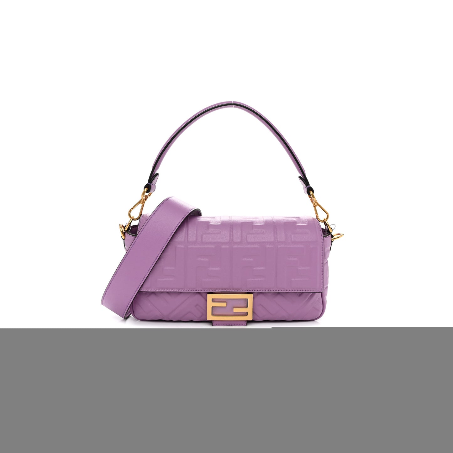 F**di nappa ff 1974 embossed baguette agapanto (26*15*6cm)