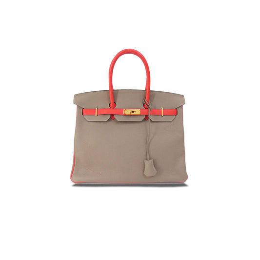 H**mes birkin 30 epsom pewter grey lipstick pink gold buckle h028369ck42 (30*23*15cm)