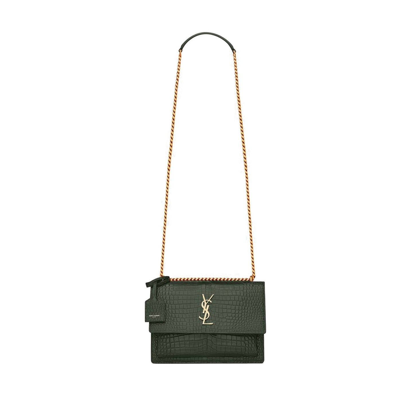 Y*L sunset medium chain bag in crocodile-embossed shiny leather 442906dnd0j3144 (22*16*6.5cm)