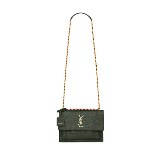 Y*L sunset medium chain bag in crocodile-embossed shiny leather 442906dnd0j3144 (22*16*6.5cm)