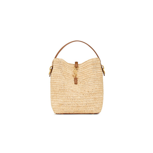 Y*L le 37 in woven raffia and vegetable-tanned leather 773991gaad72080 (20*25*16cm)
