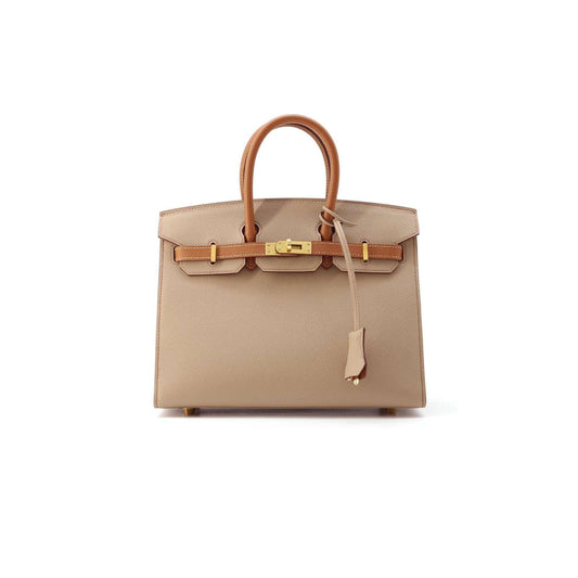 h**mes birkin 30 epsom trench coat grey and G01den brown gold buttons h028369ck21 (30*23*15cm)