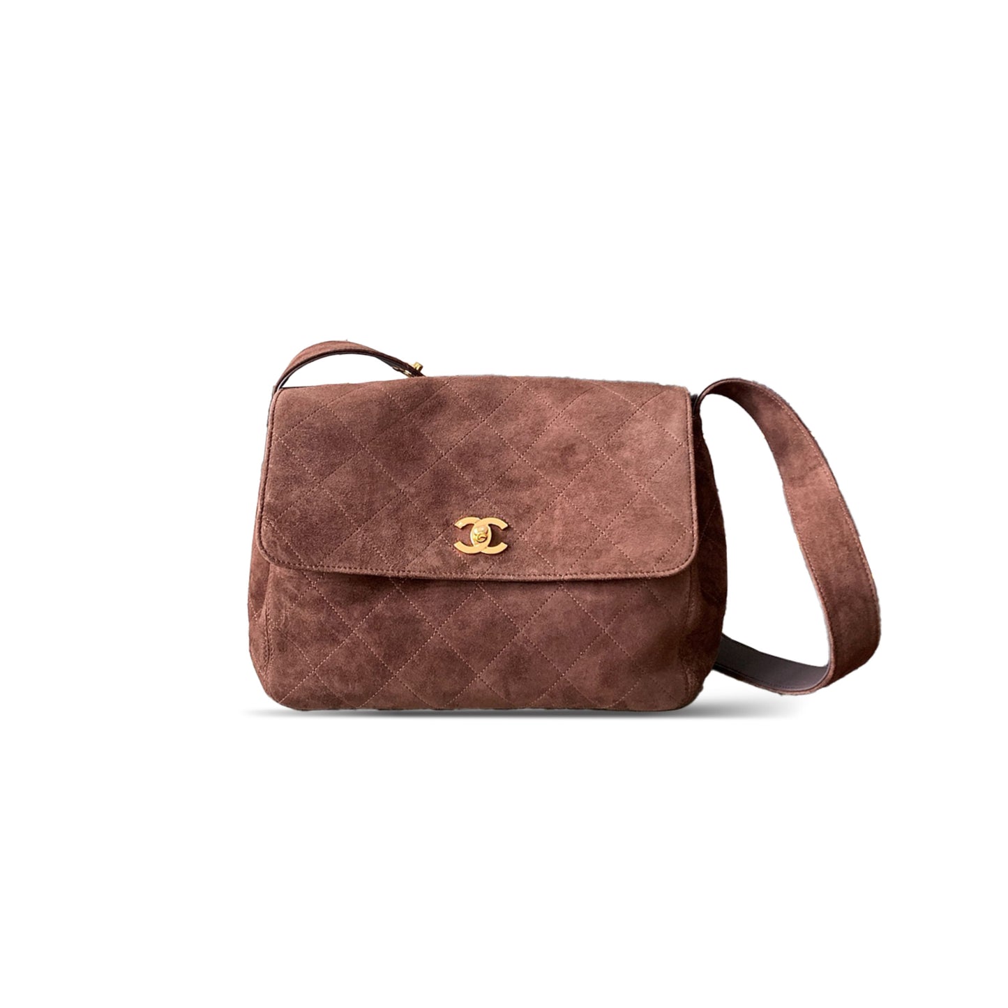 Ch**el vintage suede quilted flap shoulder bag a99935 (28*24*12.5cm)