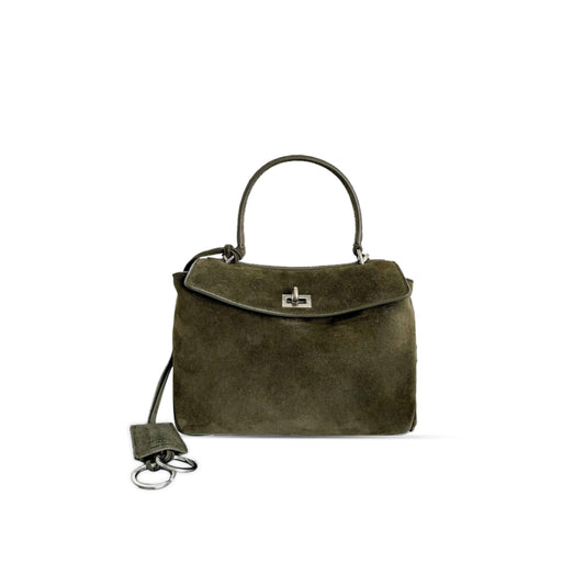 Ba1en*iaga women''s rodeo handbag mini in suede khaki 7954562aa3v1000 (22.8*9.9*8.3cm)