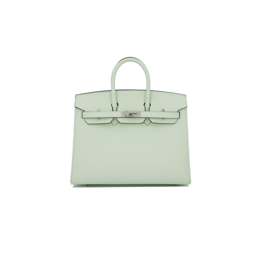 H**mes birkin 25 epsom leather bubble green silver buckle handbag 2933218830672 (25*20*13cm)