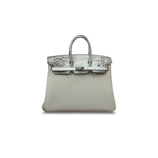 H**mes master birkin 25 himalayan leather and togo milkshake white silver buckle h076216ck1v (25*20*13cm)