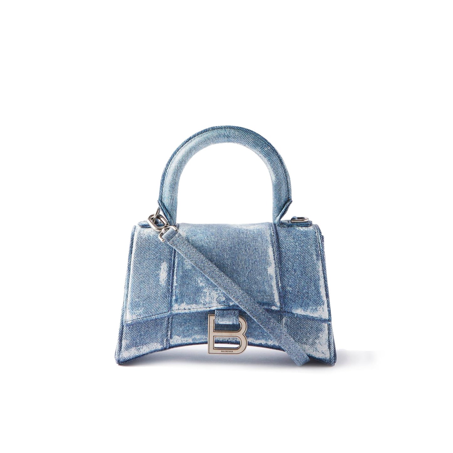 Ba*len*cia*ga blue hourglass xs denim handbag matchesfashion us (19*12.1*7.6cm)