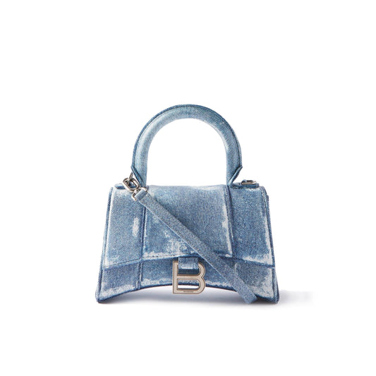 Ba*len*cia*ga blue hourglass xs denim handbag matchesfashion us (19*12.1*7.6cm)
