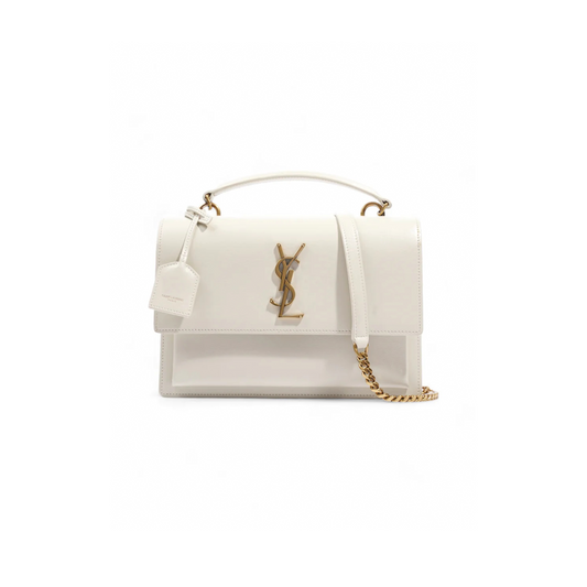 Y*L sunset medium top handle in white leather 5281512 (25*18*5cm)