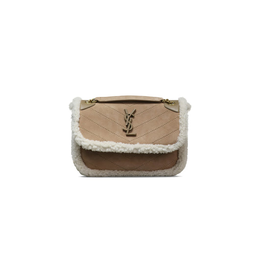 Y*L niki baby in shearling-trimmed nubuck 533037144578 (22*16.5*12cm)